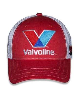 Спортивная мужская и женская кепка красного цвета с клетчатым флагом Kyle Larson Valvoline Sponsor Trucker, регулируемая по высоте.