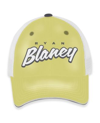 Спортивная женская желто-белая кепка дальнобойщика Ryan Blaney Pit Box с регулируемым верхом и клетчатым флагом