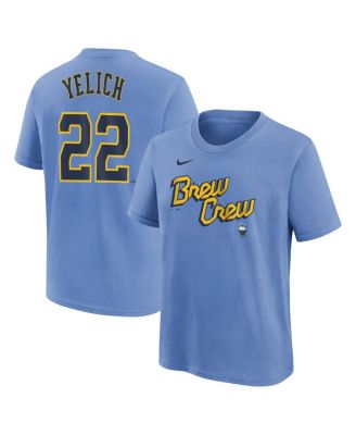 Nike - Big Boys and Girls Christian Yelich Powder Blue Milwaukee Brewers Fuse City Connect Name Number T-Shirt