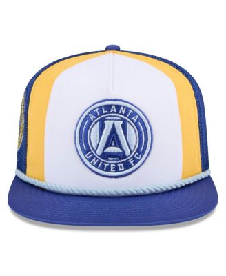Мужская белая кепка-бейсболка Trucker 9FIFTY Snapback из джерси New Era с застежкой на крючке и А-образной рамой от Atlanta United FC 2024.