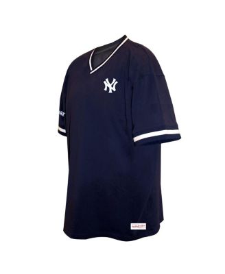 Мужская темно-синяя футболка Mitchell & Ness New York Yankees Big Tall с V-образным вырезом