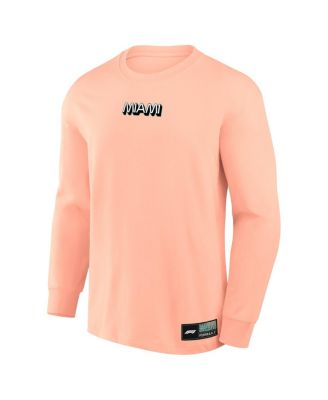 Мужская футболка с шевроном Формулы-1 Coral Miami Palms Chevron с длинным рукавом