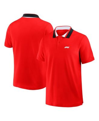 Formula 1 - Men's Red Tempo Halftone Grid Badge Tipped Pique Polo
