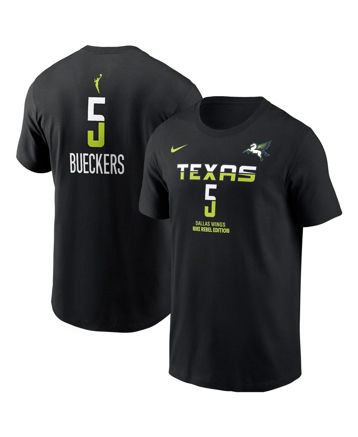 Nike Men's Paige Bueckers Black Dallas Wings 2025 Wnba Draft Rebel Edition Name Number T-shirt