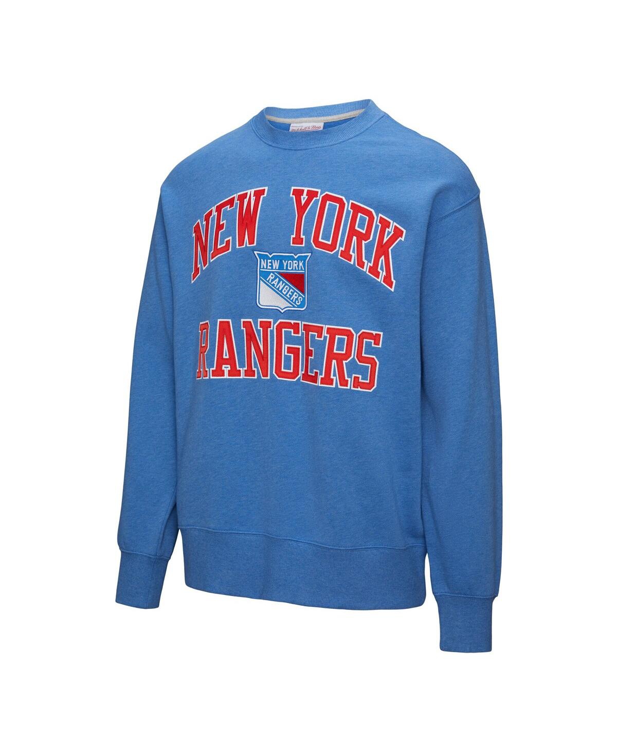 Mitchell & Ness Blue New York Rangers Playoff Win Fleece Pullover Sweatshirt