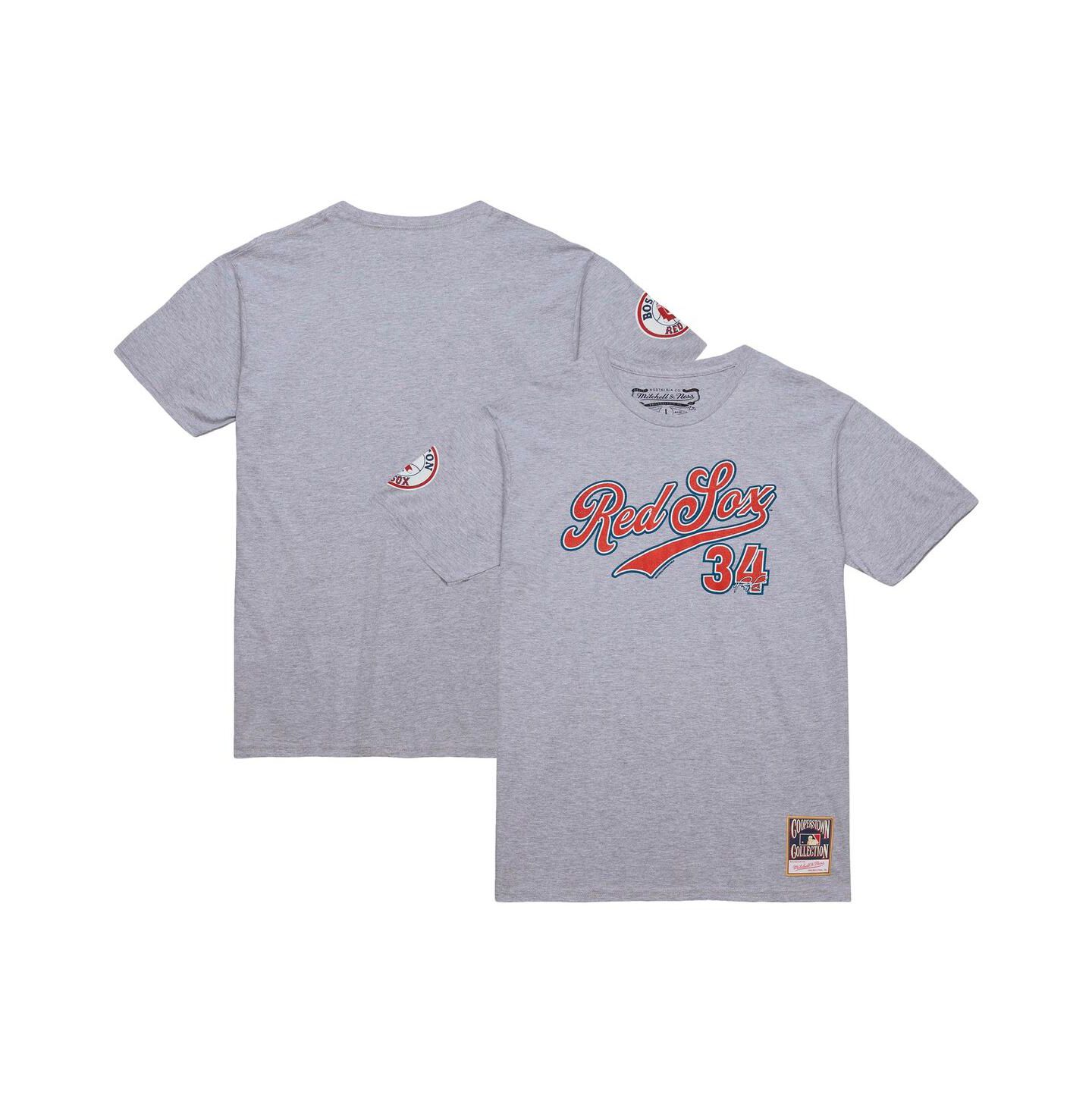 Мужская футболка Mitchell & Ness David Ortiz Grey Heather Boston Red Sox Cooperstown Collection Player — фото 1