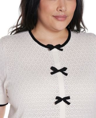 Свитер с короткими рукавами и бантом в горошек от Belldini Plus Size
