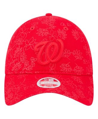 Женская красная шляпа New Era Washington Nationals с регулируемой длиной 92 см и цветочным рисунком в тон