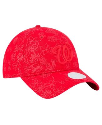 Women's Red Washington Nationals Tonal Floral 9TWENTY Adjustable Hat