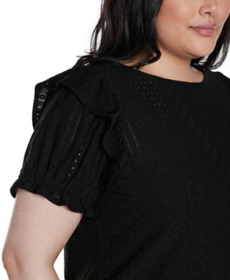 Вязаный топ с оборками на рукавах и ушками от Belldini Plus Size