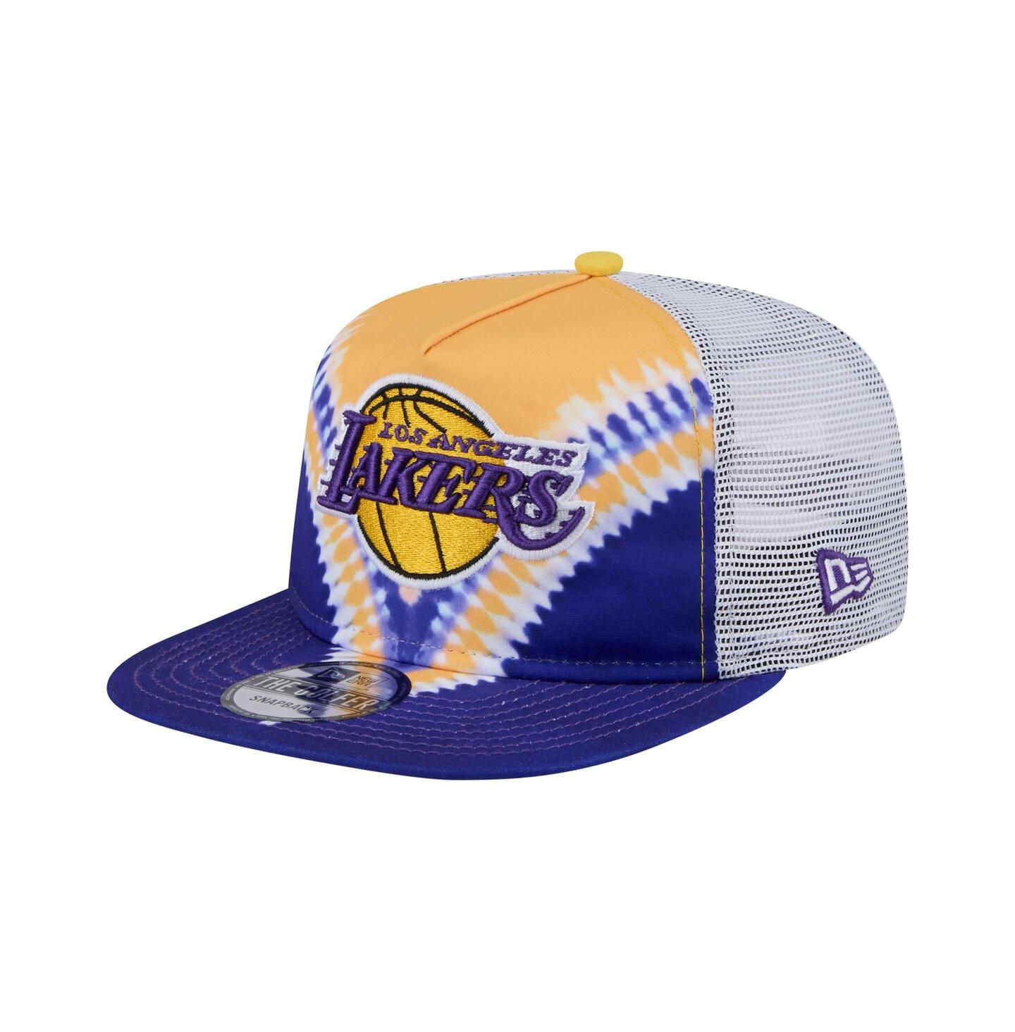 Мужская кепка New Era Purple/Gold Los Angeles Lakers Throwback Dye Golfer Snapback Hat — фото 1