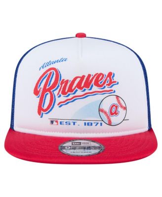Men's White/Red Atlanta Braves Retro Script Trucker 9FIFTY Snapback Hat