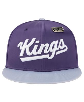 Мужская двухцветная приталенная шляпа с винтажной булавкой из атласа Sacramento Kings Throwback от New Era, фиолетово-серая, 59-дюймовая.