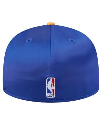 Men's Royal/Gold Golden State Warriors Throwback Satin Vintage Pin Two-Tone 59FIFTY Fitted Hat