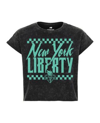 Sportiqe Men's and Women's Black New York Liberty Rock Roll Collection Gwen Mineral Wash Cropped T-Shirt