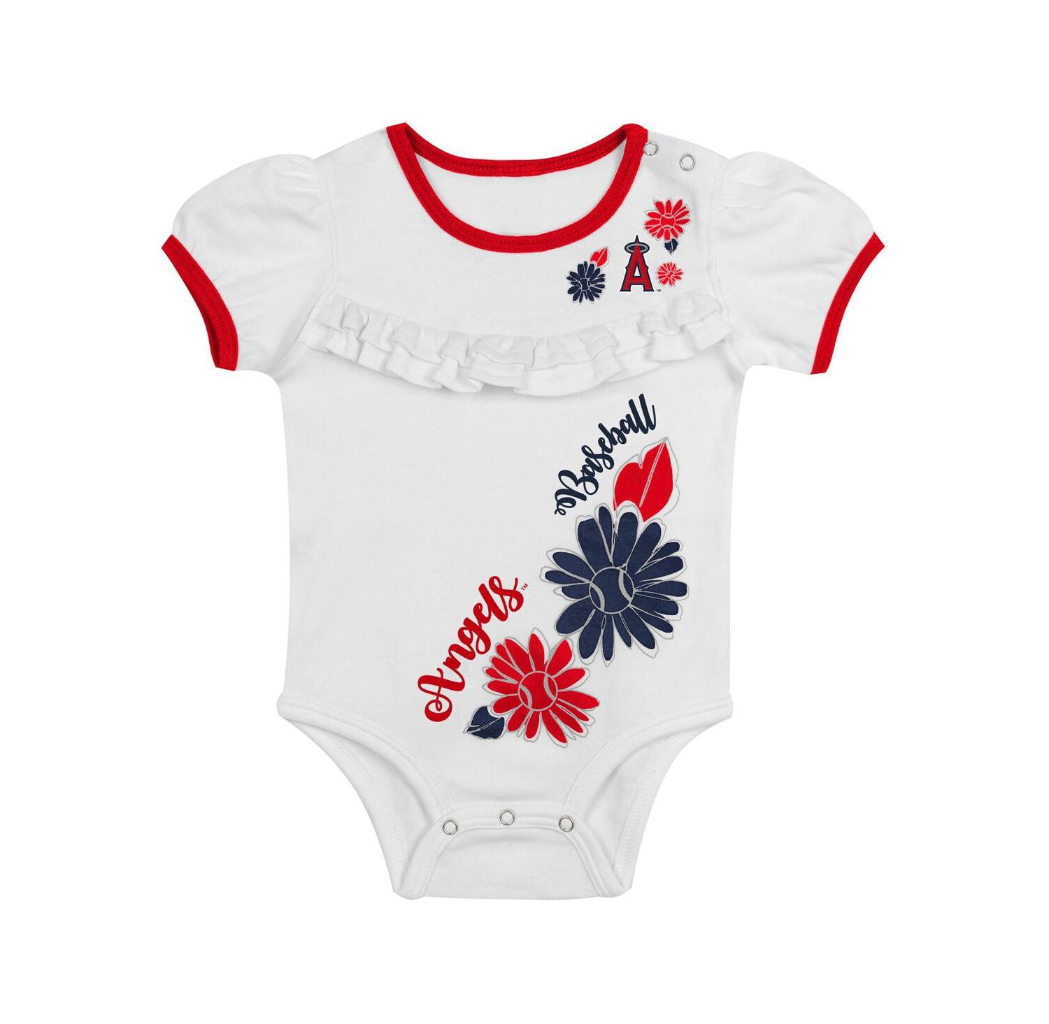 Baby Boys and Girls 3-Piece White Los Angeles Angels Sweet Catcher Headband Skirt Set