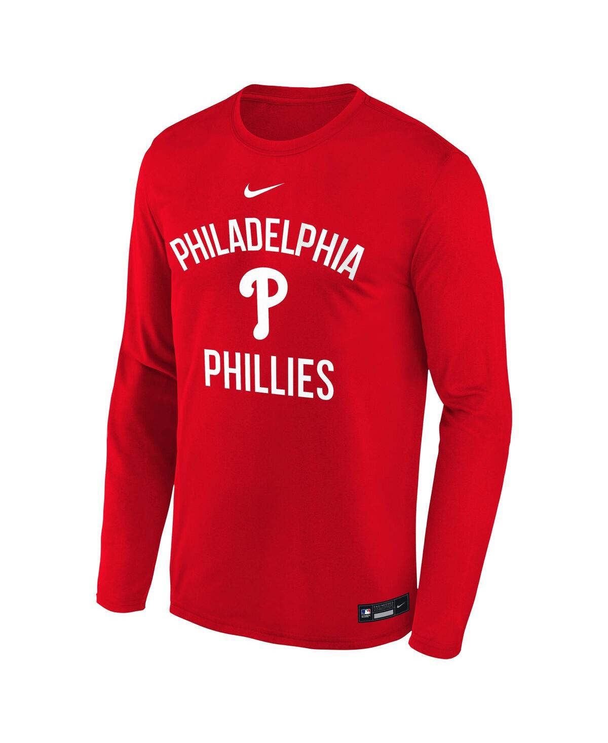Nike Big Boys And Girls Red Philadelphia Phillies Authentic Collection Legend Performance Long Sleeve T-s