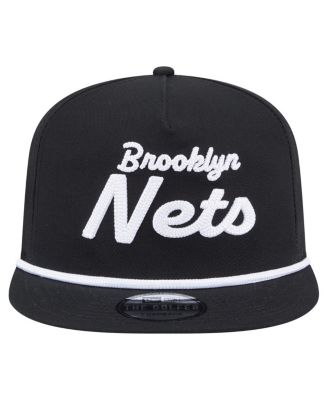 Мужская черная бейсболка для гольфа New Era с надписью Brooklyn Nets Team Snapback
