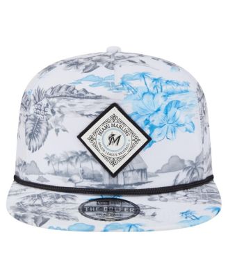 Мужская кепка-бейсболка Island Golfer Snapback с принтом Miami Marlins от New Era белого цвета