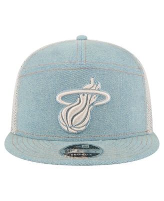 Мужская кепка дальнобойщика с застежкой-молнией Miami Heat Adventure из джинсовой ткани с разрезом длиной 9 футов и длиной 5 дюймов от New Era