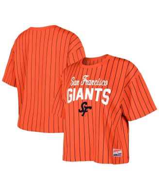 New Era - Women's Orange San Francisco Giants 2025 City Connect Boxy Pinstripe T-Shirt