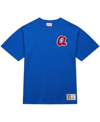 Мужская футболка Mitchell & Ness с винтажным логотипом Hank Aaron Royal Atlanta Braves Legends Collection от Mitchell & Ness