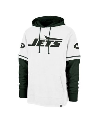 Брендовый мужской белый пуловер New York Jets Trifecta с коротким рукавом и капюшоном 47-го года выпуска.