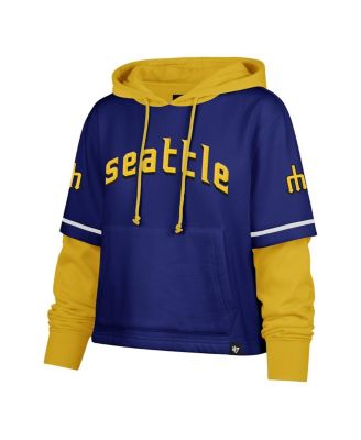 Женский укороченный пуловер с капюшоном Royal Seattle Mariners City Connect от бренда '47 с коротким рукавом