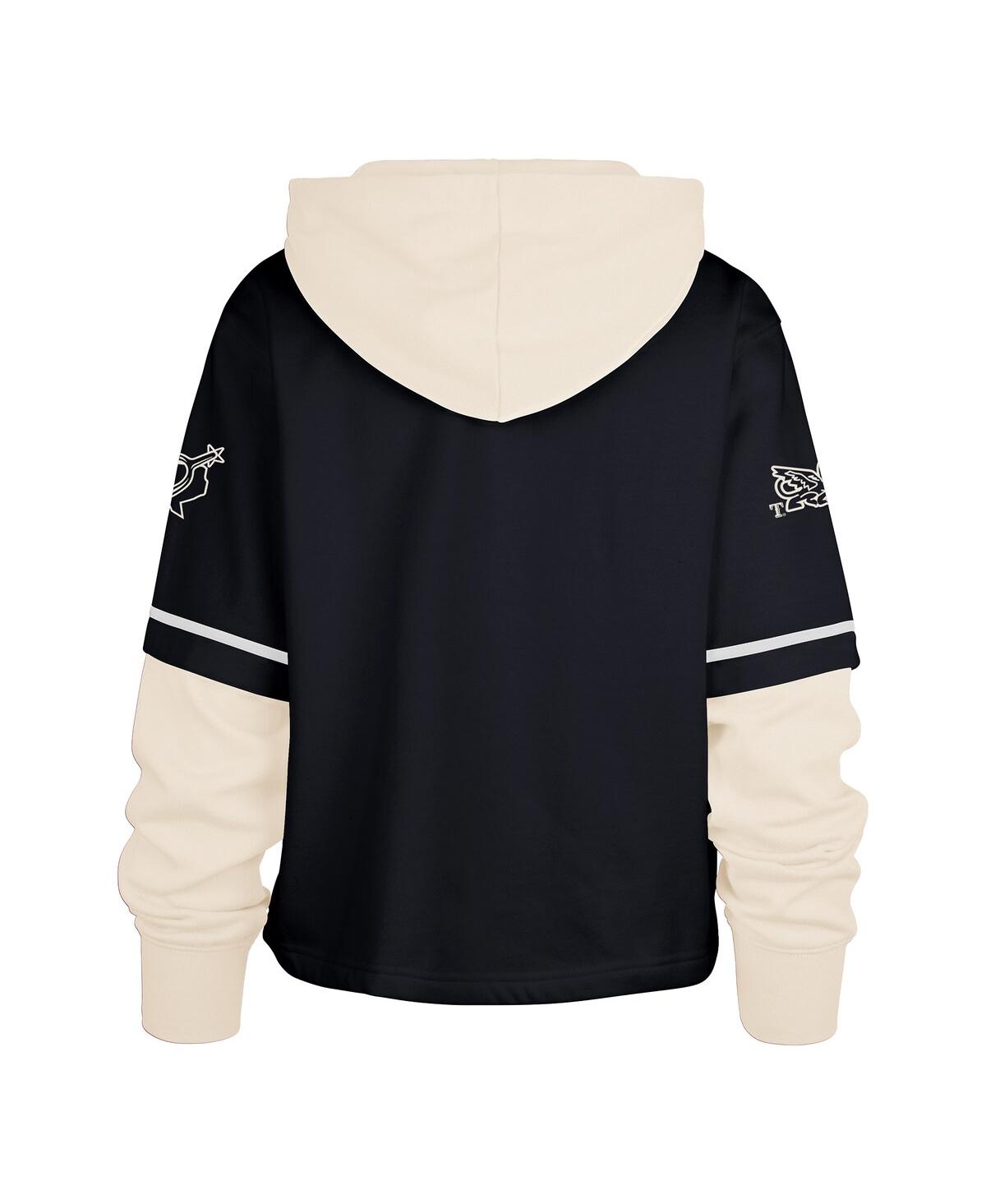 47 BRAND WOMEN'S NAVY TEXAS RANGERS CITY CONNECT SHORTSTOP CROPPED PULLOVER HOODIE 