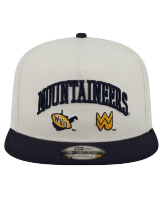 Мужская белая кепка-бейсболка New Era Mountaineers Collegiate 9FIFTY A-образной формы с застежкой на молнию.