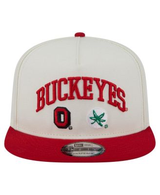 Мужская белая кепка-бейсболка New Era Buckeyes Collegiate 9FIFTY A-образной формы с застежкой на молнию.
