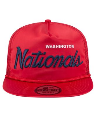 Мужская красная кепка для гольфа Washington Nationals в стиле ретро с атласной надписью New Era, регулируемая по высоте