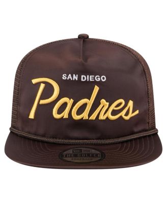 Мужская коричневая шляпа с регулируемой посадкой для гольфа San Diego Padres в стиле ретро из сатина с надписью New Era