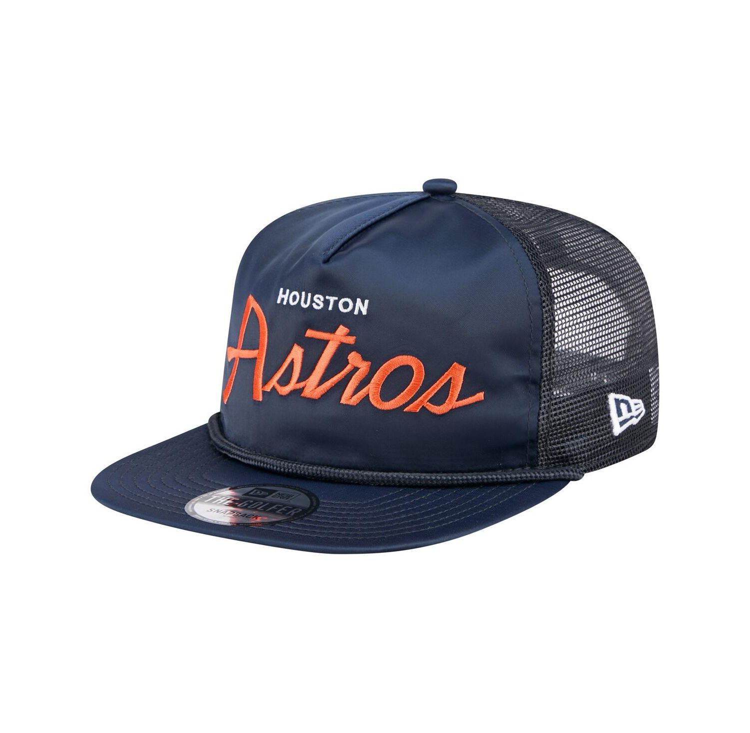 Men's Navy Houston Astros Retro Satin Script Golfer Adjustable Hat