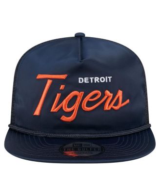 Мужская регулируемая шляпа гольфиста с атласным принтом в стиле ретро от Detroit Tigers, темно-синий цвет, Новая эра