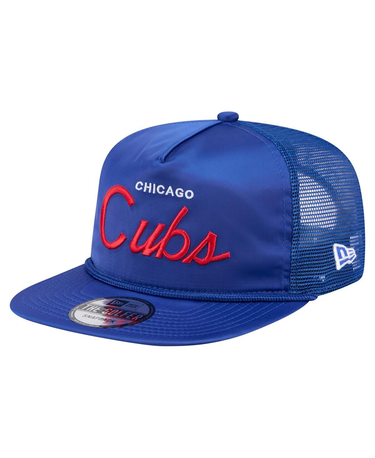 NEW ERA MEN'S ROYAL CHICAGO CUBS RETRO SATIN SCRIPT GOLFER ADJUSTABLE HAT 