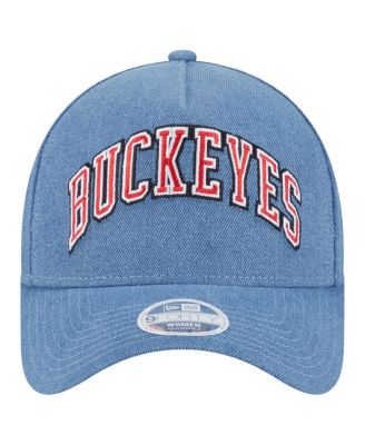 Женская джинсовая шляпа New Era Buckeyes из штата Огайо с А-образным вырезом и регулируемой длиной 9 дюймов