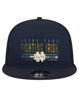 Мужская темно-синяя шляпа дальнобойщика New Era Notre Dame Fighting Irish с разрезной вставкой 9FIFTY Snapback