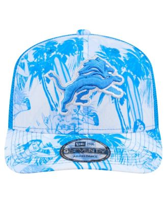 Мужская синяя шляпа дальнобойщика New Era Detroit Lions Hula 9SEVENTY с регулируемой посадкой