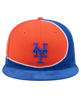 Мужская бейсболка New Era из вельвета королевского/оранжевого цвета New York Mets в стиле ретро с разрезом