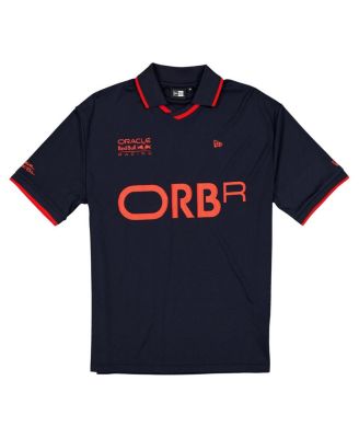 Мужская темно-синяя футбольная рубашка Red Bull Racing с графическим воротником New Era