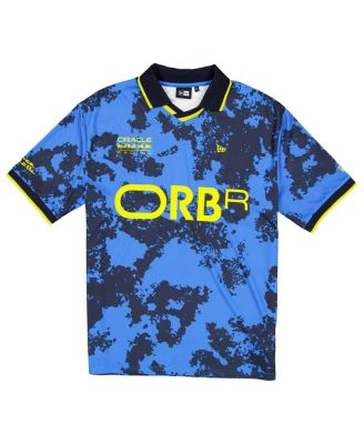 Мужская синяя футбольная рубашка Red Bull Racing с графическим воротником New Era