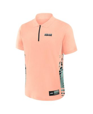 Formula 1 Men's Pink Miami Palms Panel Quarter-Zip Polo Shirt