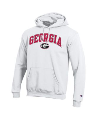 Бульдоги Белый чемпион мужской Грузия арочные логотип флис пуловер толстовка с капюшоном