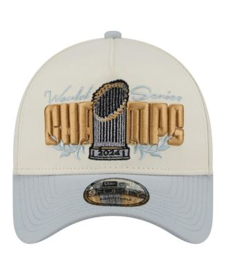 Мужская кепка New Era Men's Cream Los Angeles Dodgers 2024 World Series Champions Parade Takedown с А-образной оправой и регулируемой длиной 9 футов