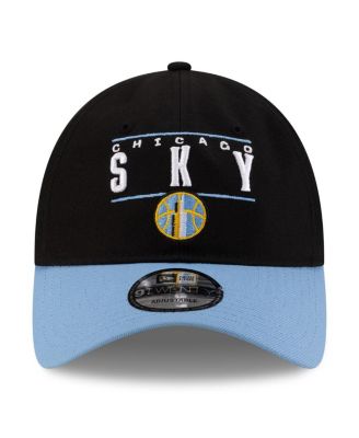 Мужская и женская шапка New Era, черная/небесно-голубая, Chicago Sky 2025, драфт WNBA, с регулируемой длиной 920 см.