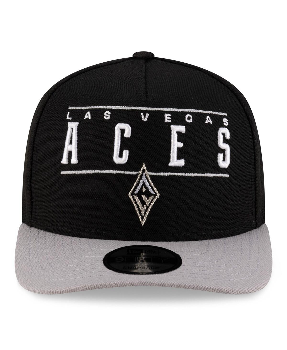 NEW ERA MEN'S AND WOMEN'S BLACK/SILVER LAS VEGAS ACES 2025 WNBA DRAFT A-FRAME 9FIFTY SNAPBACK HAT 