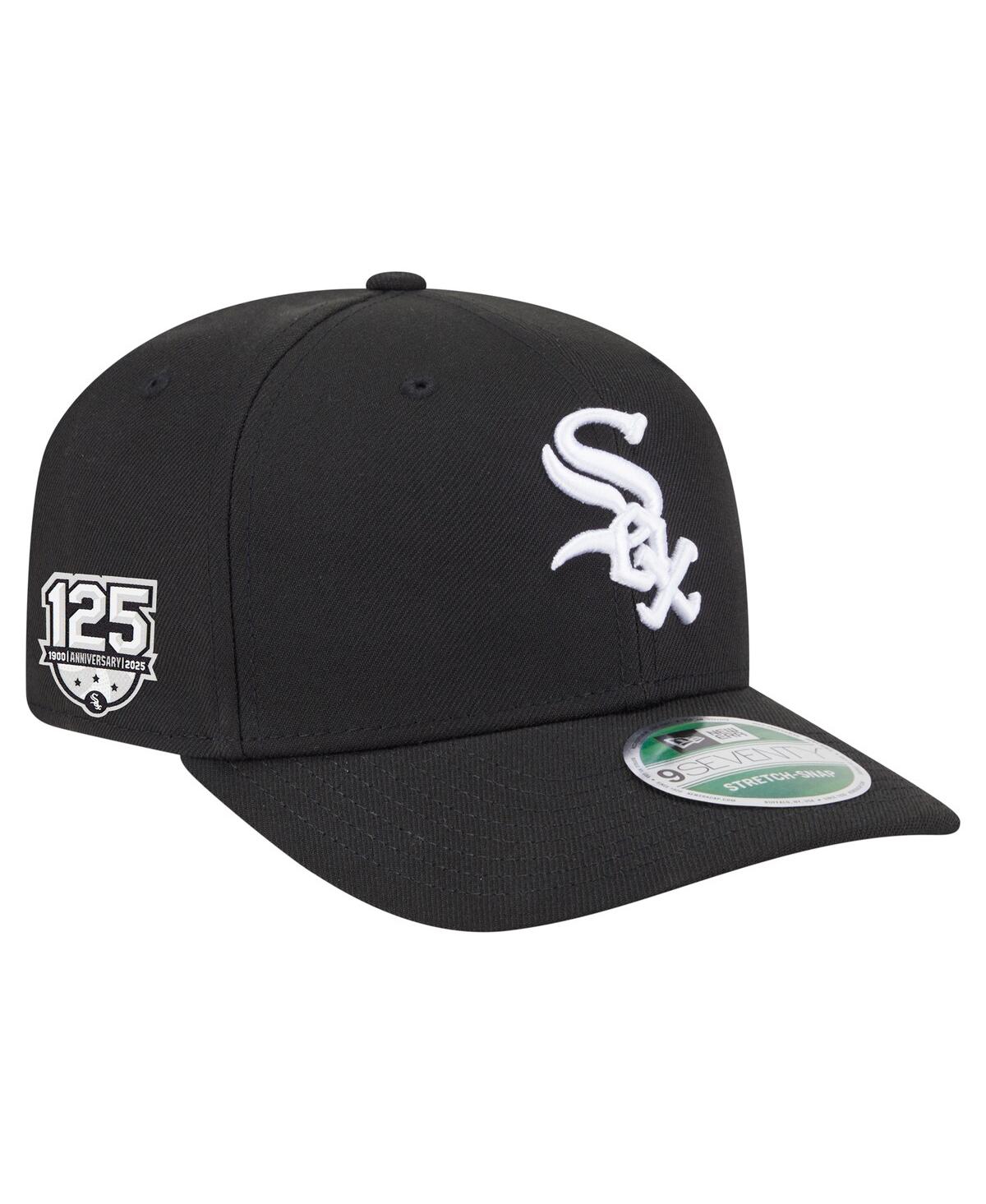 NEW ERA MEN'S BLACK CHICAGO WHITE SOX 125TH ANNIVERSARY 9SEVENTY STRETCH-SNAP HAT 