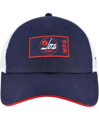 Мужская темно-синяя /белая шляпа Fanatics Winnipeg Jets Authentic Pro Game Train с регулируемой головкой дальнобойщика