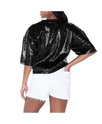 Женская черная укороченная футболка Los Angeles Rams Rise Up с блестками от Gameday Couture